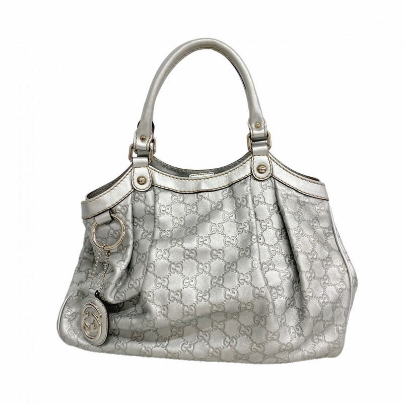 【6fe6765】グッチ トートバッグ グッチシマ スーキー 211944 レザー シルバー シルバー金具【中古】レディース