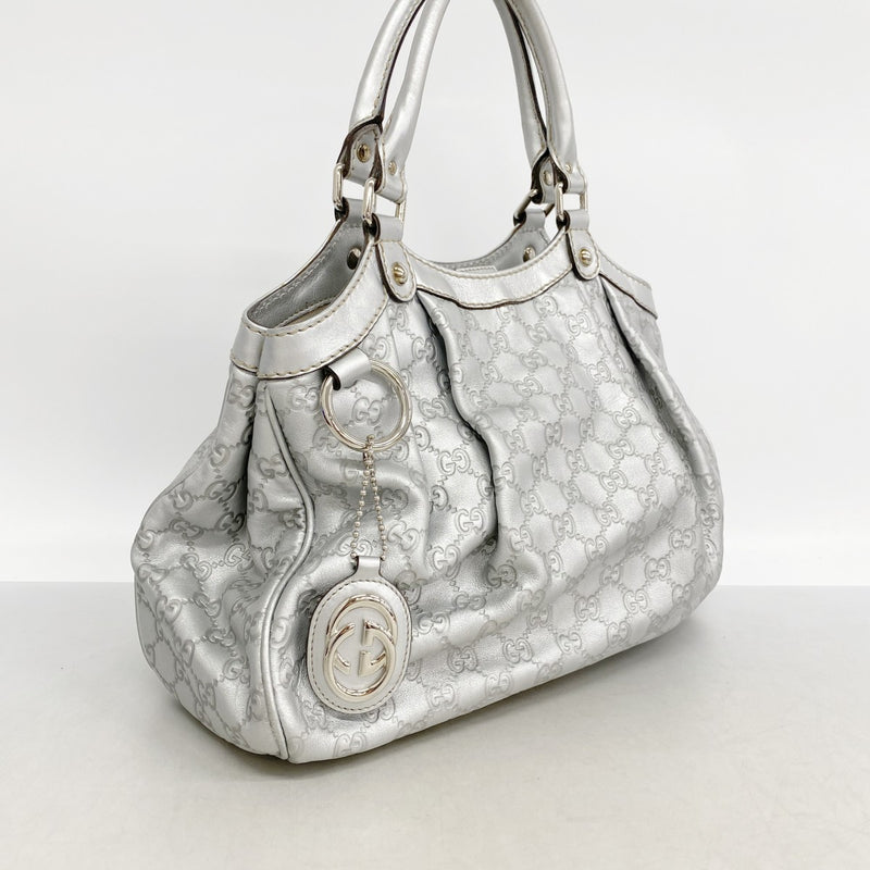 【6fe6765】グッチ トートバッグ グッチシマ スーキー 211944 レザー シルバー シルバー金具【中古】レディース