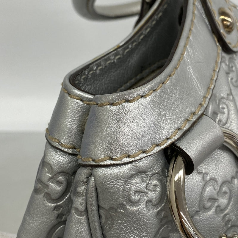 【6fe6765】グッチ トートバッグ グッチシマ スーキー 211944 レザー シルバー シルバー金具【中古】レディース