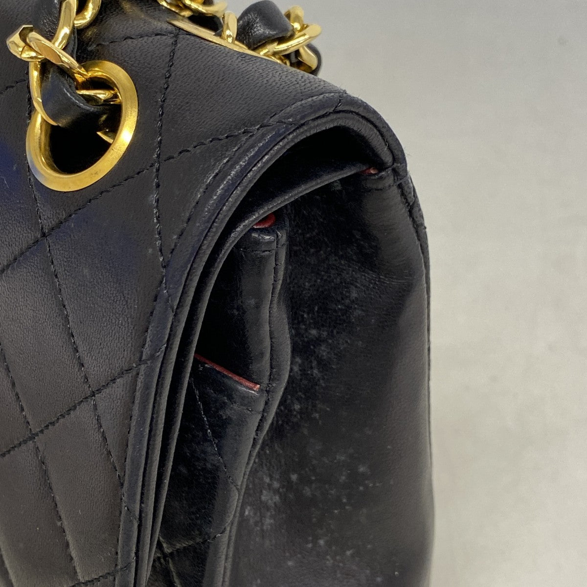 【6fe6766】シャネル ショルダーバッグ マトラッセ Wフラップ Wチェーン ラムスキン ブラック ゴールド金具【中古】レディース