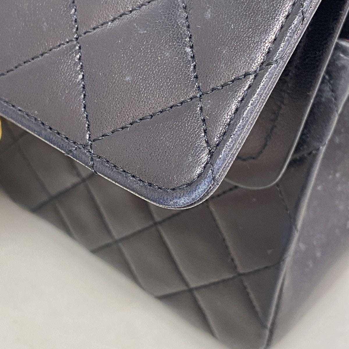 【6fe6766】シャネル ショルダーバッグ マトラッセ Wフラップ Wチェーン ラムスキン ブラック ゴールド金具【中古】レディース