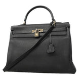 【6fe6786】エルメス ハンドバッグ ケリー35 トゴ ブラック シルバー金具 □N刻印 2wayバッグ【中古】レディース