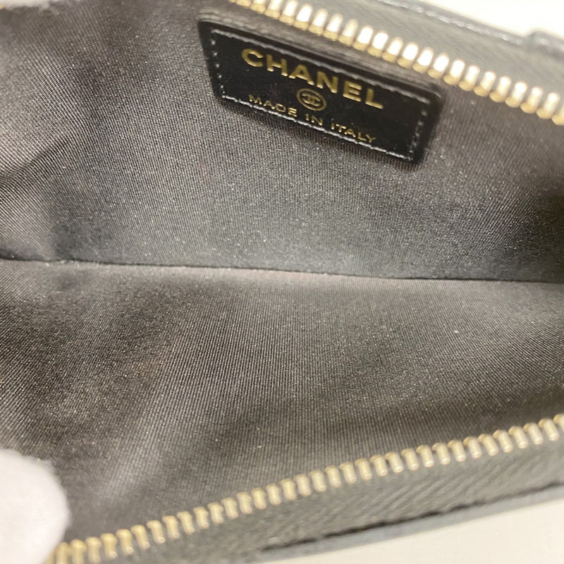 【6fe6798-k】シャネル 長財布 カメリア キャビアスキン ブラック シャンパンゴールド金具【中古】レディース
