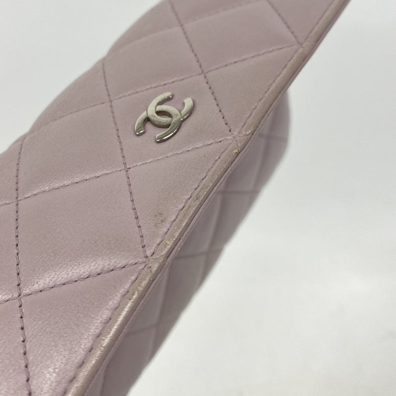 【6fe6809-k】シャネル 長財布 マトラッセ ラムスキン ライトパープル シルバー金具【中古】レディース