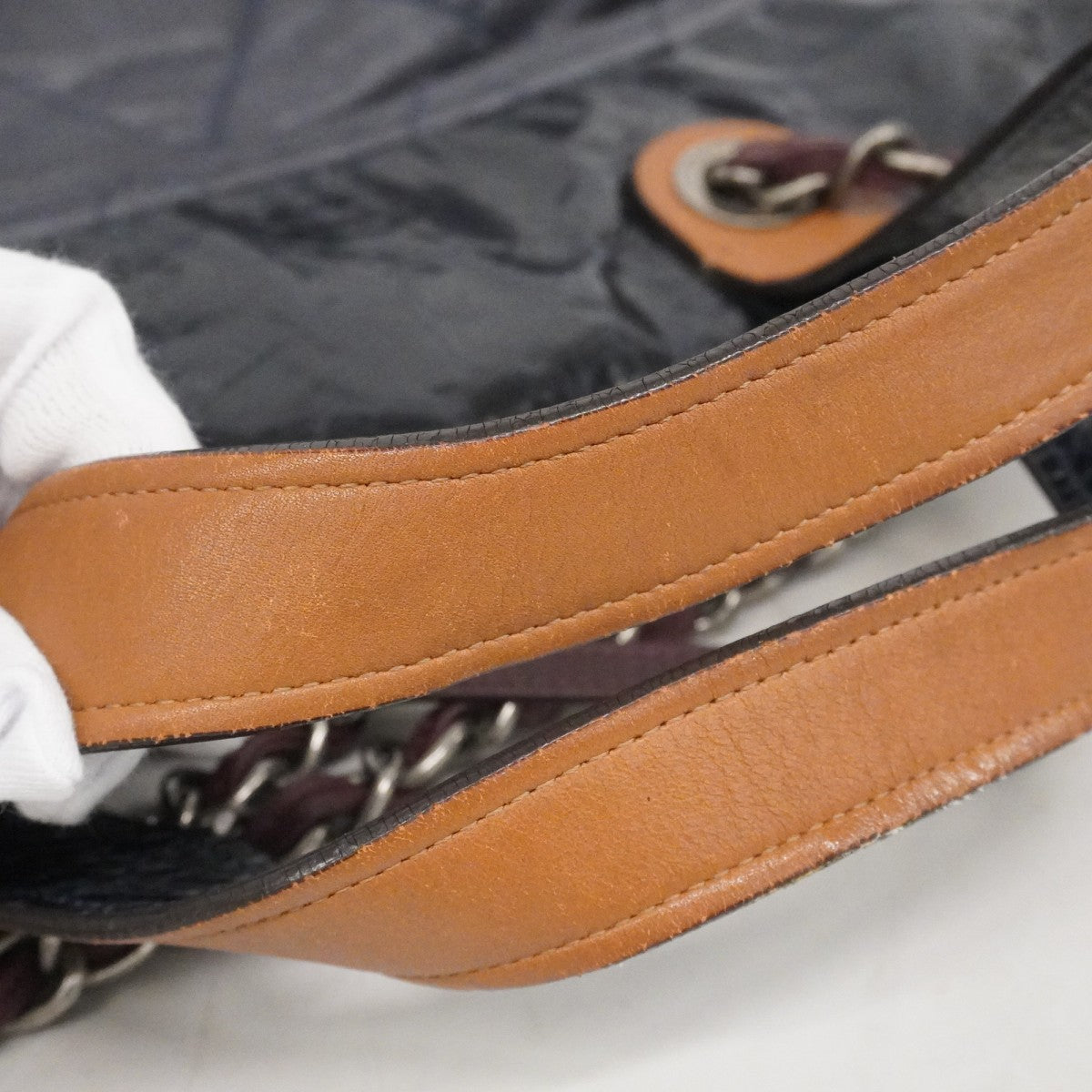 【6fe6819-k】シャネル トートバッグ マトラッセ チェーンショルダー インザミックス レザー グレー シルバー金具 2wayバッグ【中古】レディース