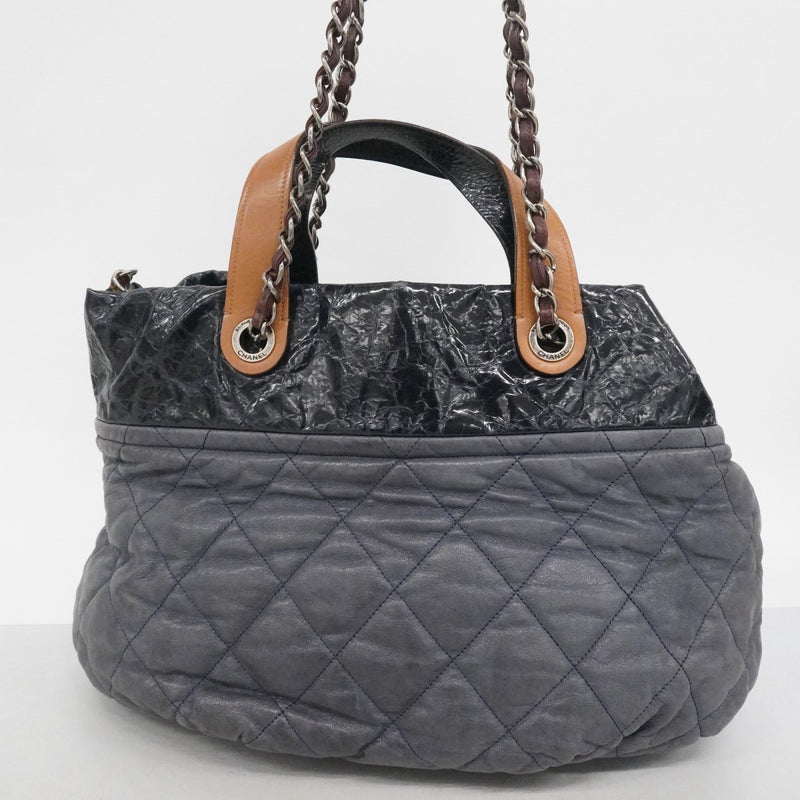 【6fe6819-k】シャネル トートバッグ マトラッセ チェーンショルダー インザミックス レザー グレー シルバー金具 2wayバッグ【中古】レディース
