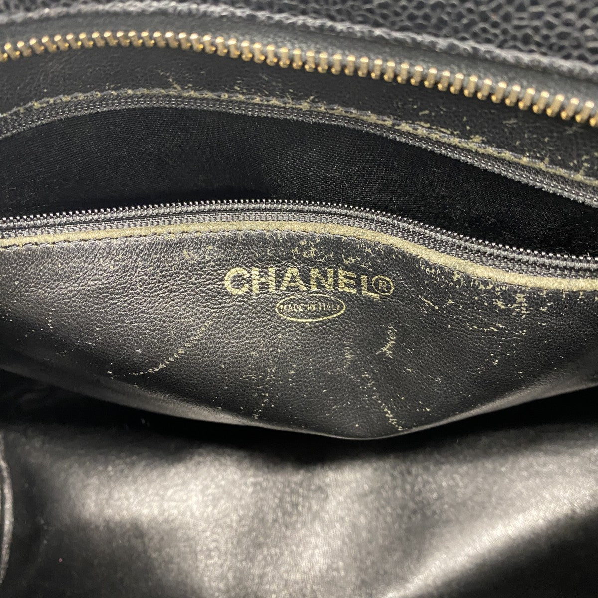 【6fe6823】シャネル トートバッグ 復刻トート キャビアスキン ブラック ゴールド金具【中古】レディース