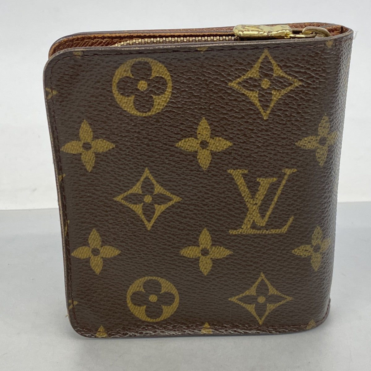【6fe6832】ルイヴィトン 財布 モノグラム コンパクトジップ M61667 ブラウン【中古】レディース