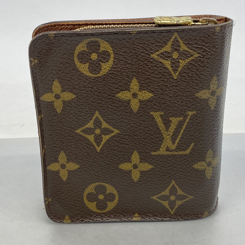 【6fe6832】ルイヴィトン 財布 モノグラム コンパクトジップ M61667 ブラウン【中古】レディース