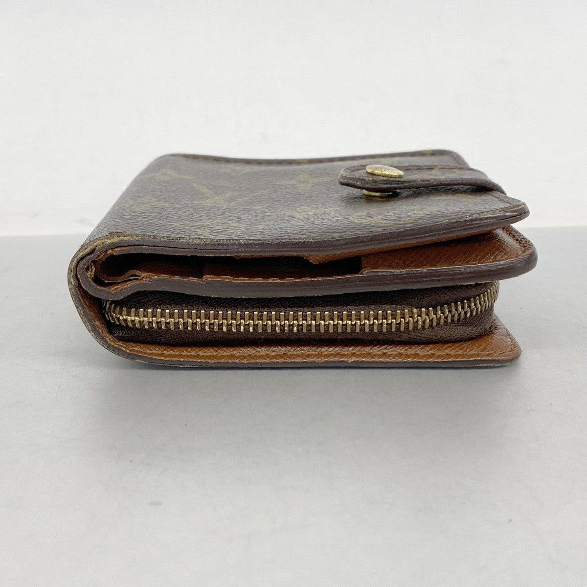 【6fe6832】ルイヴィトン 財布 モノグラム コンパクトジップ M61667 ブラウン【中古】レディース