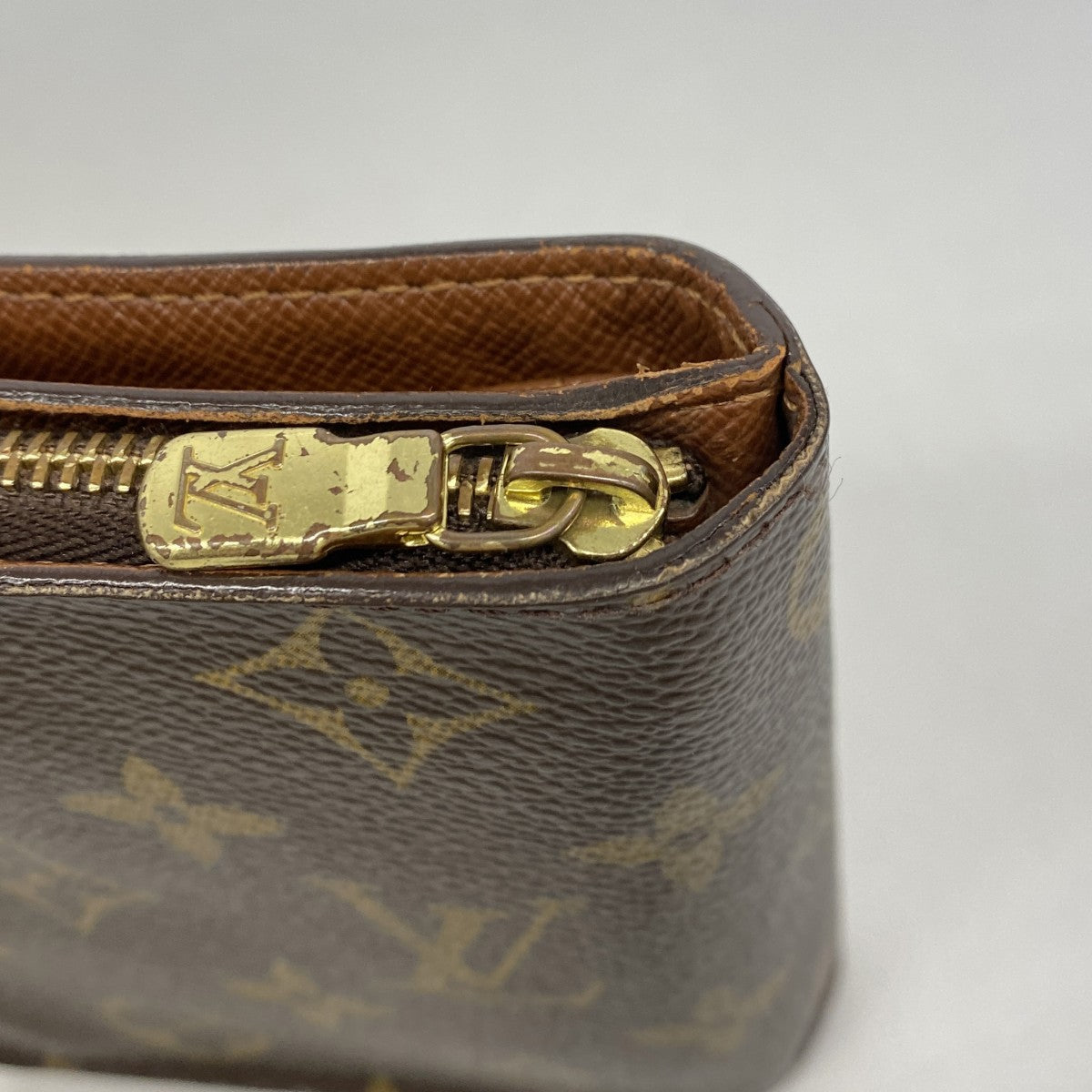 【6fe6832】ルイヴィトン 財布 モノグラム コンパクトジップ M61667 ブラウン【中古】レディース