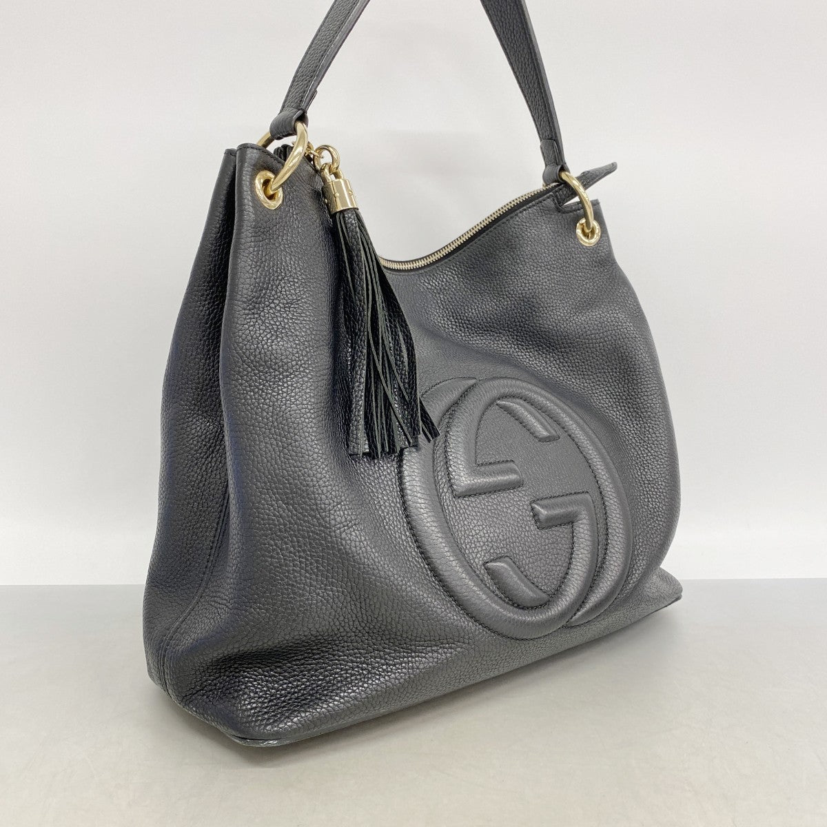 【6fe6858】グッチ ショルダーバッグ ソーホー 586194 レザー ブラック ゴールド金具【中古】レディース