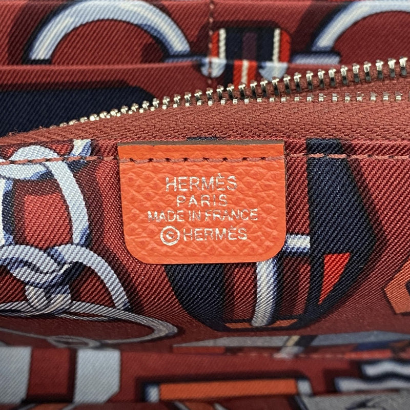【6fe6868】エルメス 長財布 アザップロングシルクイン ヴォーエプソン ローズジャイプール シルバー金具 X刻印【中古】レディース