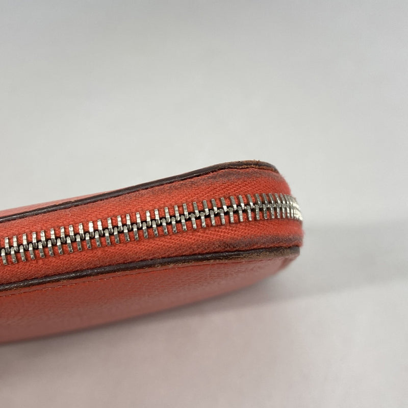 【6fe6868】エルメス 長財布 アザップロングシルクイン ヴォーエプソン ローズジャイプール シルバー金具 X刻印【中古】レディース