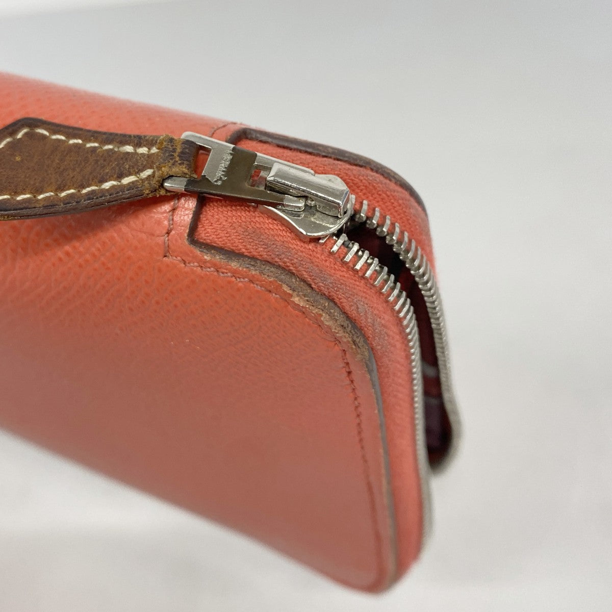 【6fe6868】エルメス 長財布 アザップロングシルクイン ヴォーエプソン ローズジャイプール シルバー金具 X刻印【中古】レディース