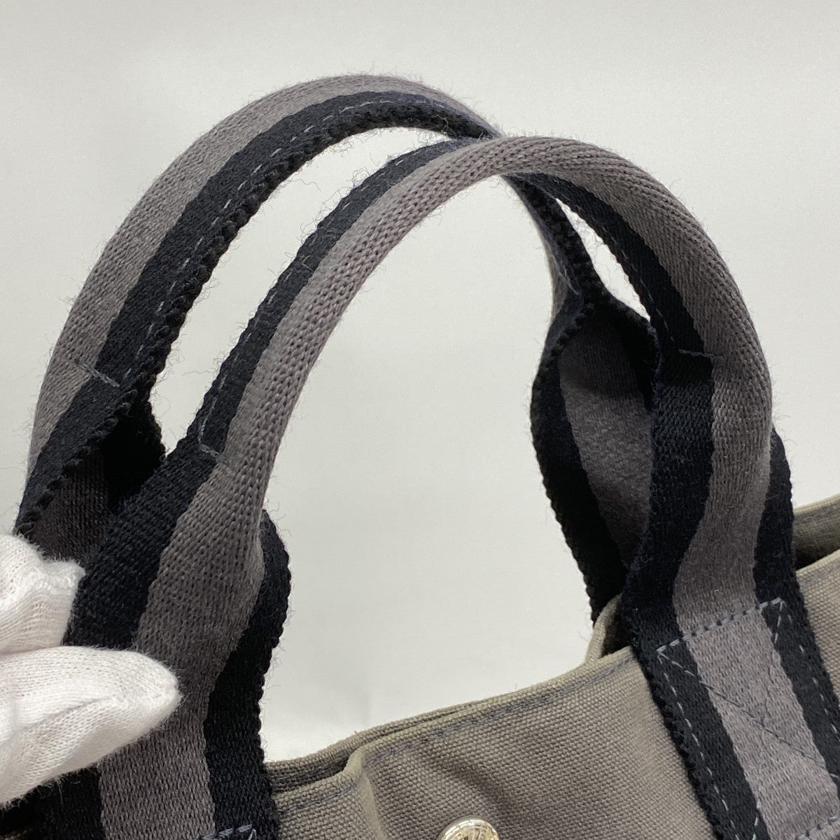 【6fe6878】エルメス トートバッグ フールトゥMM キャンバス グレー シルバー金具【中古】メンズ レディース ユニセックス