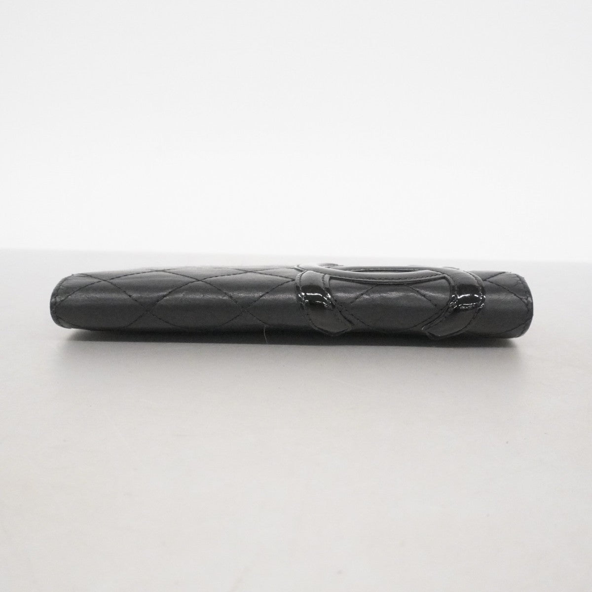 【6fe6889】シャネル 長財布 カンボン ラムスキン ブラック ピンク シルバー金具【中古】レディース
