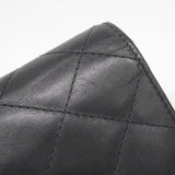【6fe6889】シャネル 長財布 カンボン ラムスキン ブラック ピンク シルバー金具【中古】レディース