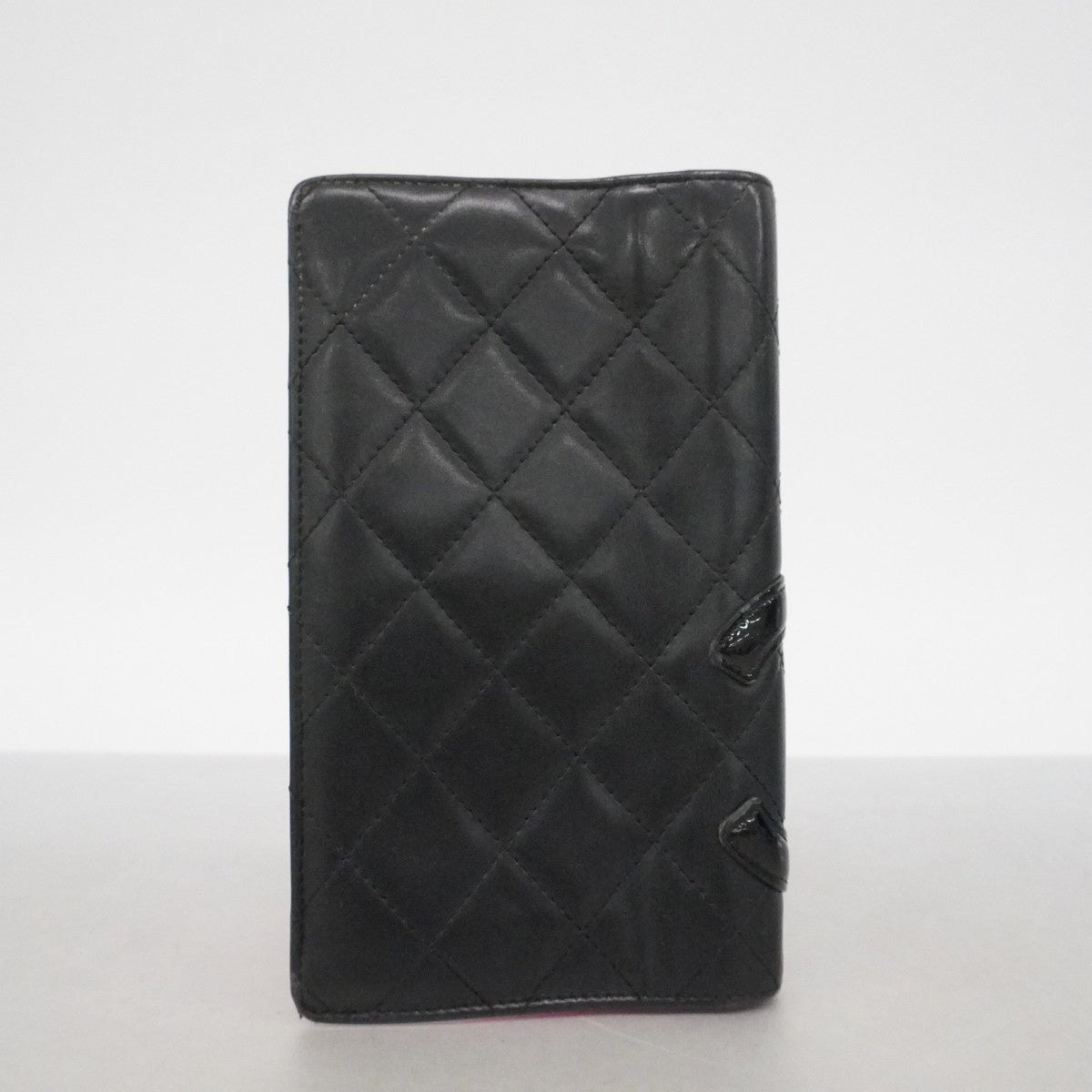 【6fe6895】シャネル 長財布 カンボン ラムスキン ブラック シルバー金具【中古】レディース
