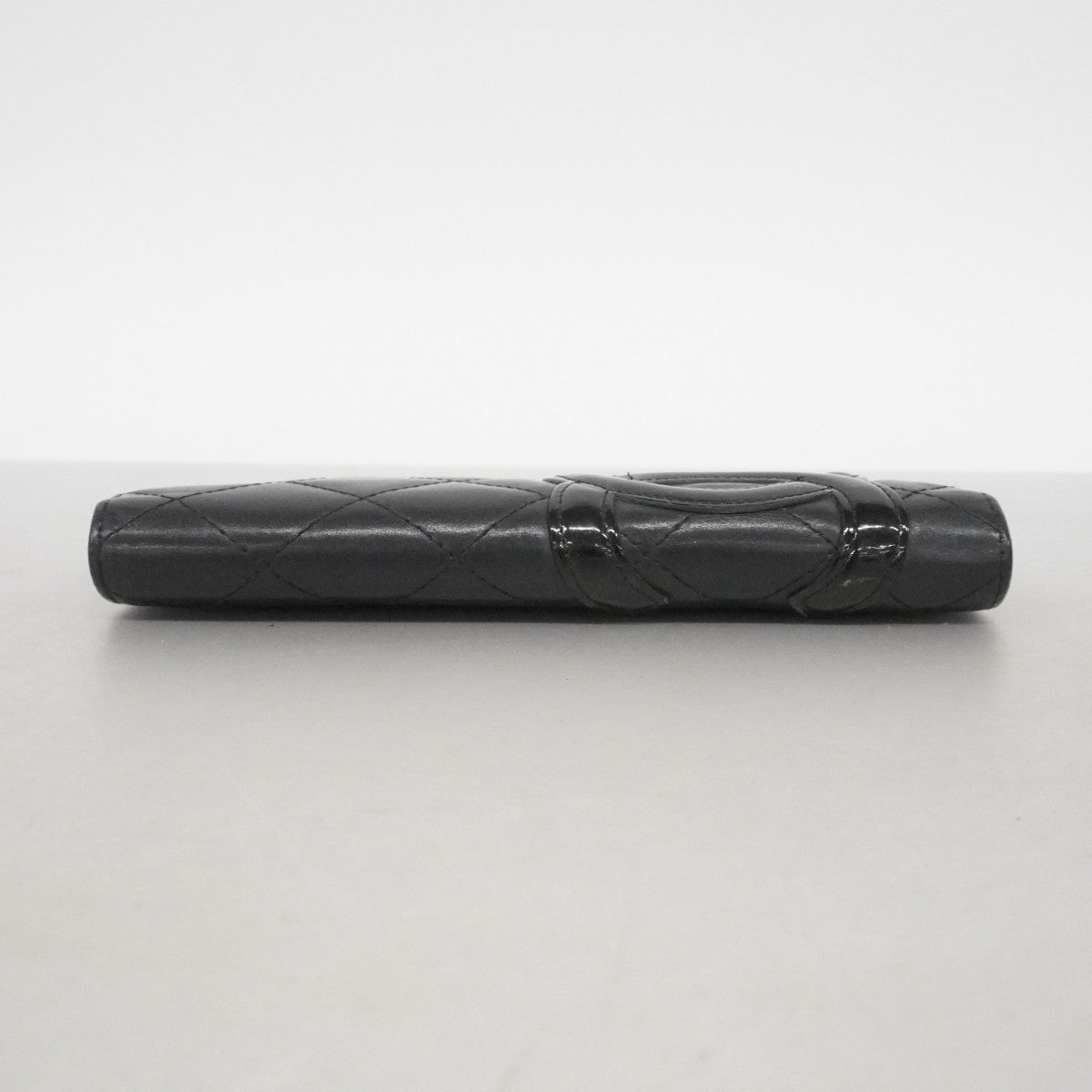 【6fe6895】シャネル 長財布 カンボン ラムスキン ブラック シルバー金具【中古】レディース