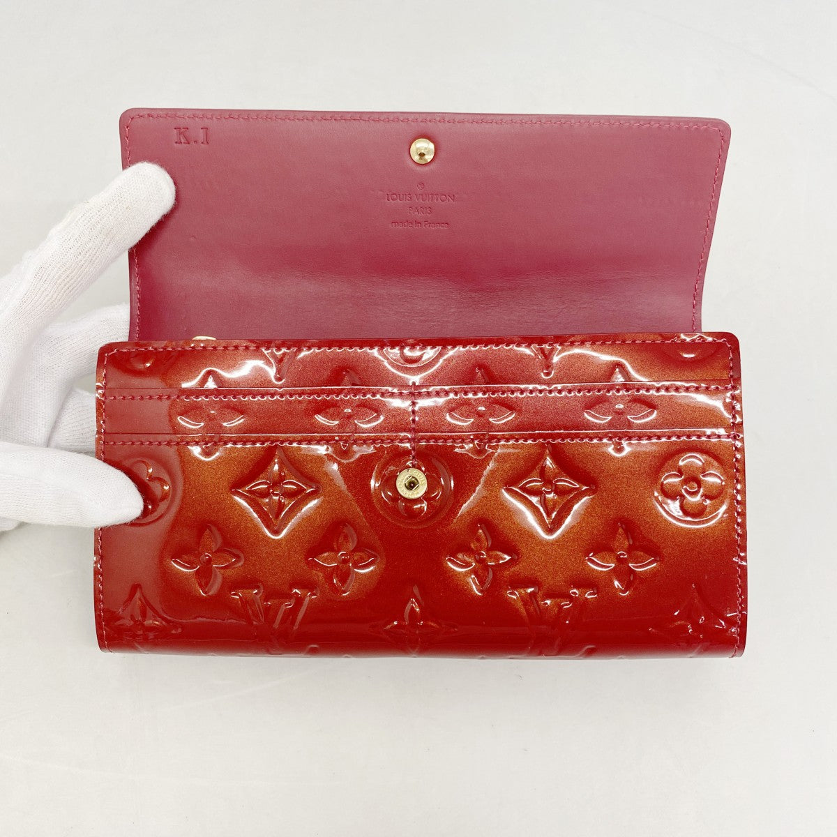 【6fe6909】ルイヴィトン 長財布 ヴェルニ ポルトフォイユサラ M93530 ポムダムール【中古】レディース