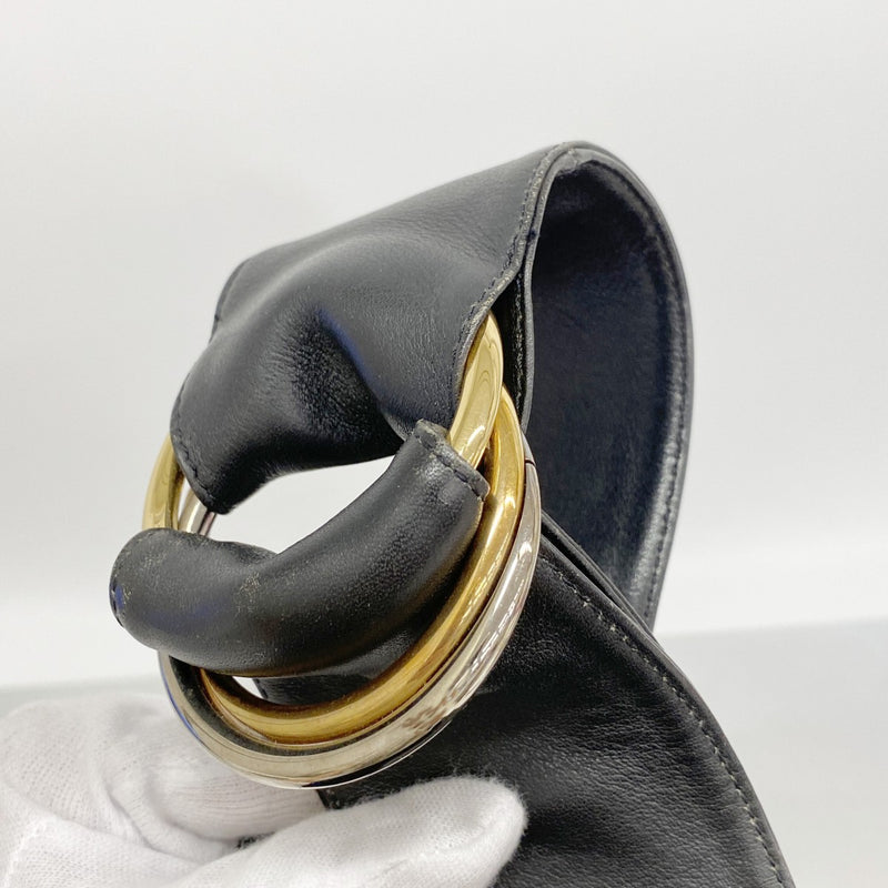 【6fe6912】カルティエ ショルダーバッグ トリニティ レザー ブラック ゴールド/シルバー金具【中古】レディース