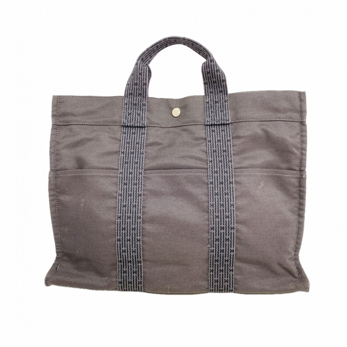 【6fe6915】エルメス トートバッグ エールラインMM キャンバス グレー シルバー金具【中古】メンズ レディース ユニセックス