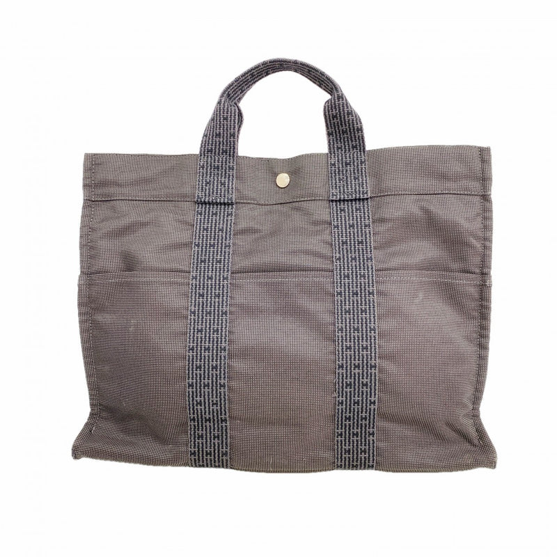 【6fe6915】エルメス トートバッグ エールラインMM キャンバス グレー シルバー金具【中古】メンズ レディース ユニセックス