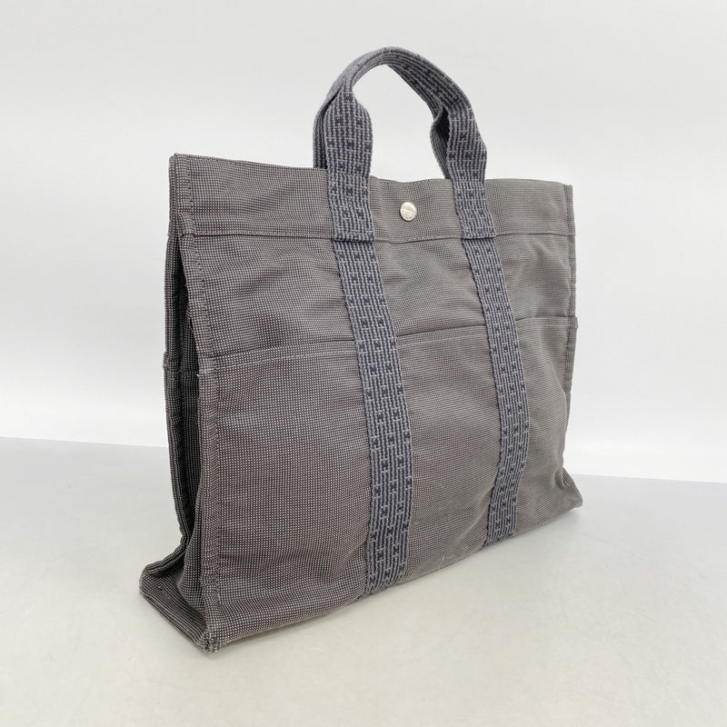 【6fe6915】エルメス トートバッグ エールラインMM キャンバス グレー シルバー金具【中古】メンズ レディース ユニセックス