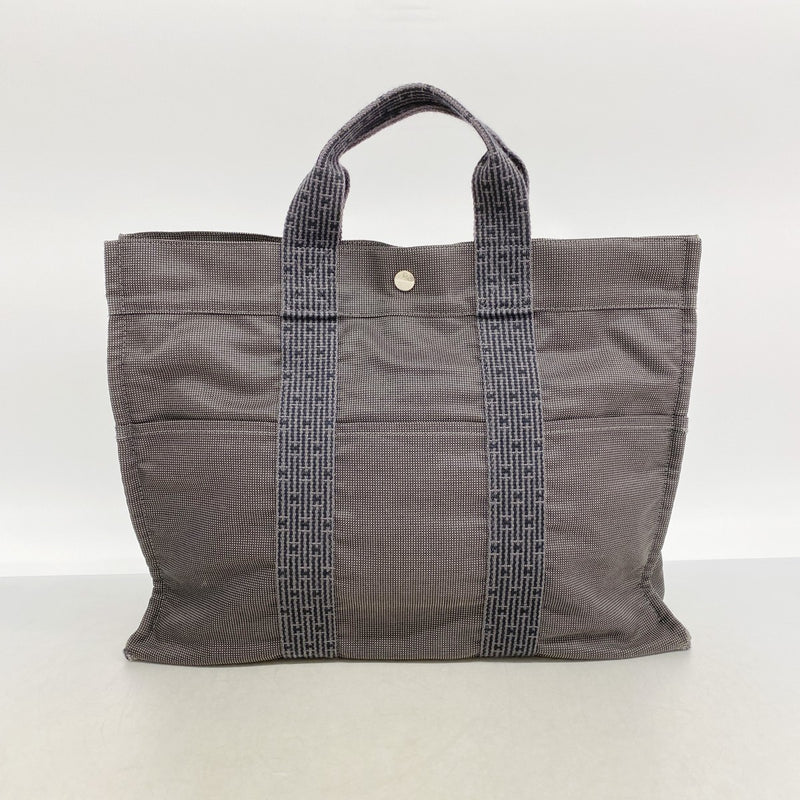 【6fe6915】エルメス トートバッグ エールラインMM キャンバス グレー シルバー金具【中古】メンズ レディース ユニセックス