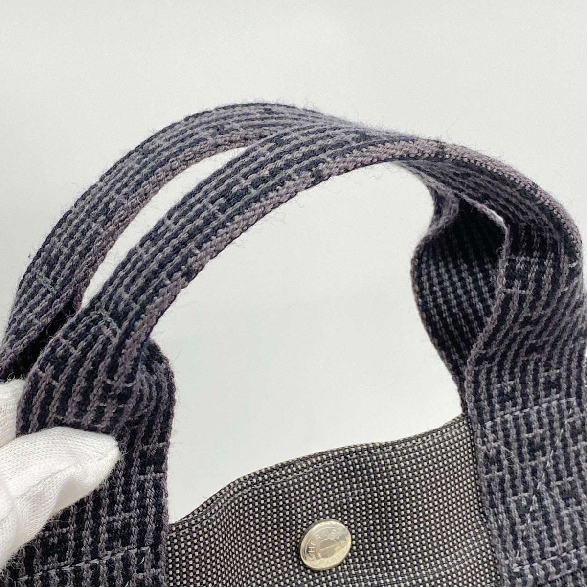 【6fe6915】エルメス トートバッグ エールラインMM キャンバス グレー シルバー金具【中古】メンズ レディース ユニセックス