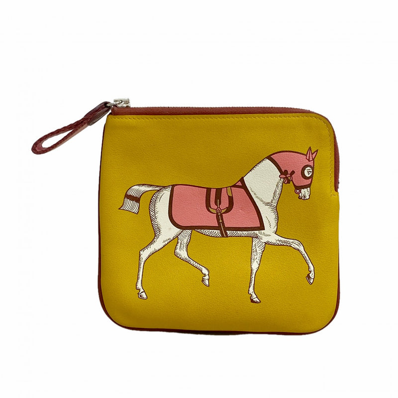 【6fe6918】エルメス ポーチ カレポケット スイフト ジョーヌアンブル シルバー金具 D刻印【中古】レディース