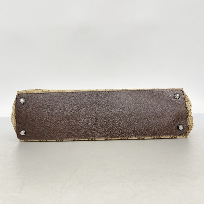 【6fe6924-k】グッチ トートバッグ GGキャンバス 120837 キャンバス ベージュ ブラウン シルバー金具【中古】レディース