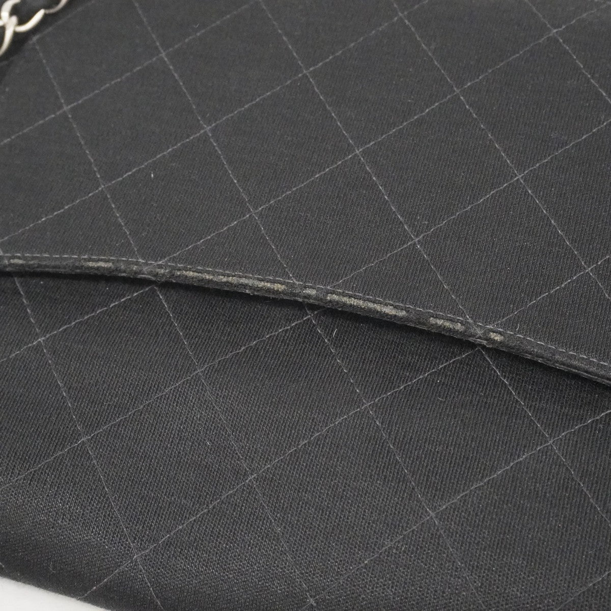 【6fe6928-k】シャネル ショルダーバッグ マトラッセ チェーンショルダー コットン ブラック シルバー金具【中古】レディース