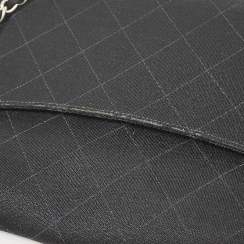 【6fe6928-k】シャネル ショルダーバッグ マトラッセ チェーンショルダー コットン ブラック シルバー金具【中古】レディース