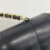 【6fe6960-k】シャネル ショルダーバッグ チョコバー チェーンショルダー ラムスキン ブラック ゴールド金具【中古】レディース