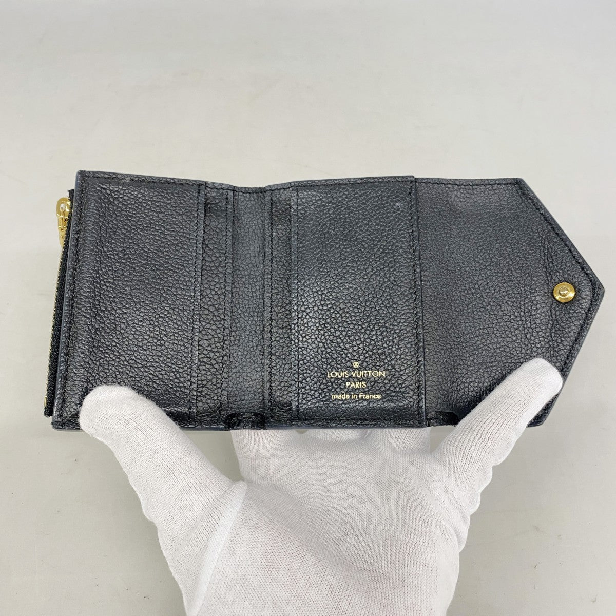 【6fe6966-k】ルイヴィトン 三つ折り財布 モノグラム・アンプラント ポルトフォイユゾエ M62935 ノワール【中古】レディース