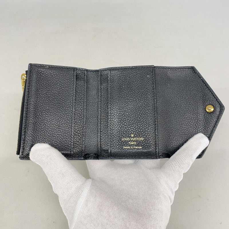 【6fe6966-k】ルイヴィトン 三つ折り財布 モノグラム・アンプラント ポルトフォイユゾエ M62935 ノワール【中古】レディース