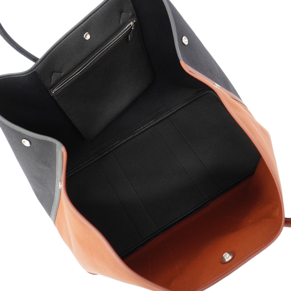 【6fe6968】エルメス トートバッグ ガーデンパーティGM ネゴンダ トワルミリタリー ブラック ルージュアッシュ シルバー金具 W刻印【中古】レディース