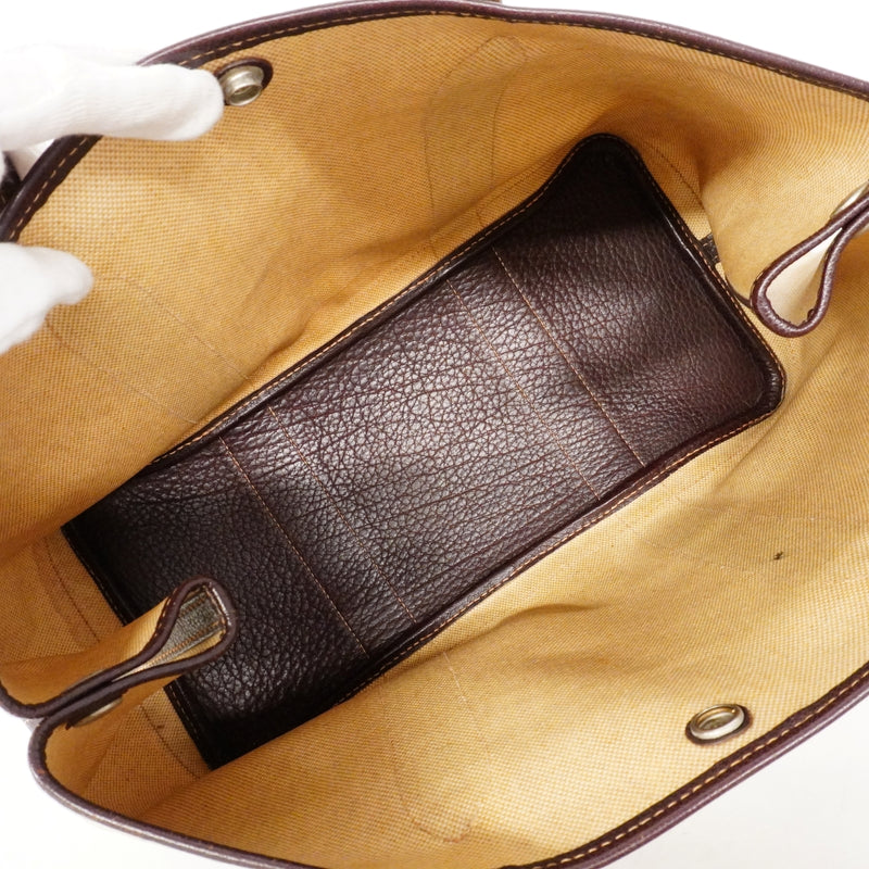 【6fe6974】エルメス トートバッグ ガーデンパーティPM トワルアッシュ ブラウン シルバー金具 □F刻印【中古】レディース