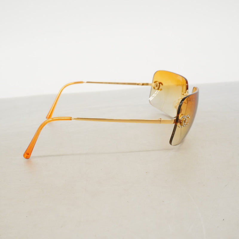 【6fe6982】シャネル サングラス 4017-D プラスチック オレンジ ゴールド ゴールド金具【中古】レディース