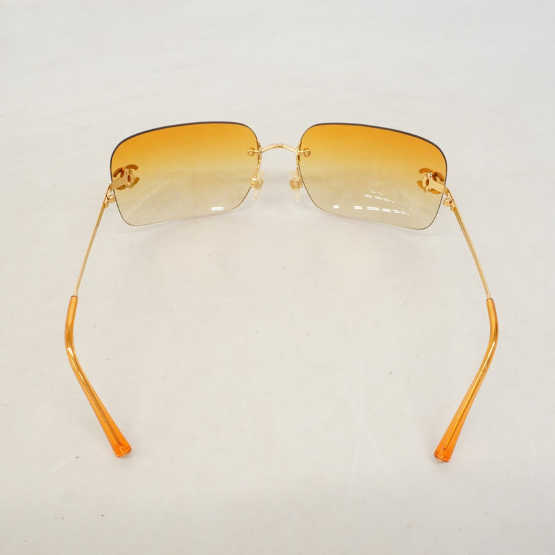 【6fe6982】シャネル サングラス 4017-D プラスチック オレンジ ゴールド ゴールド金具【中古】レディース