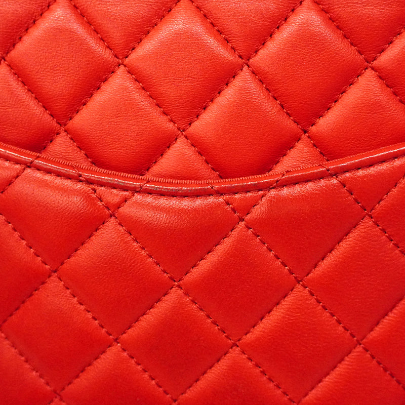 【6ga0001】シャネル リュック・デイパック マトラッセ ラムスキン レッド ゴールド金具【中古】レディース