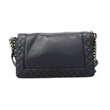 【6ga0002】シャネル ショルダーバッグ ボーイシャネル Wチェーン ラムスキン ネイビー シルバー金具【中古】レディース