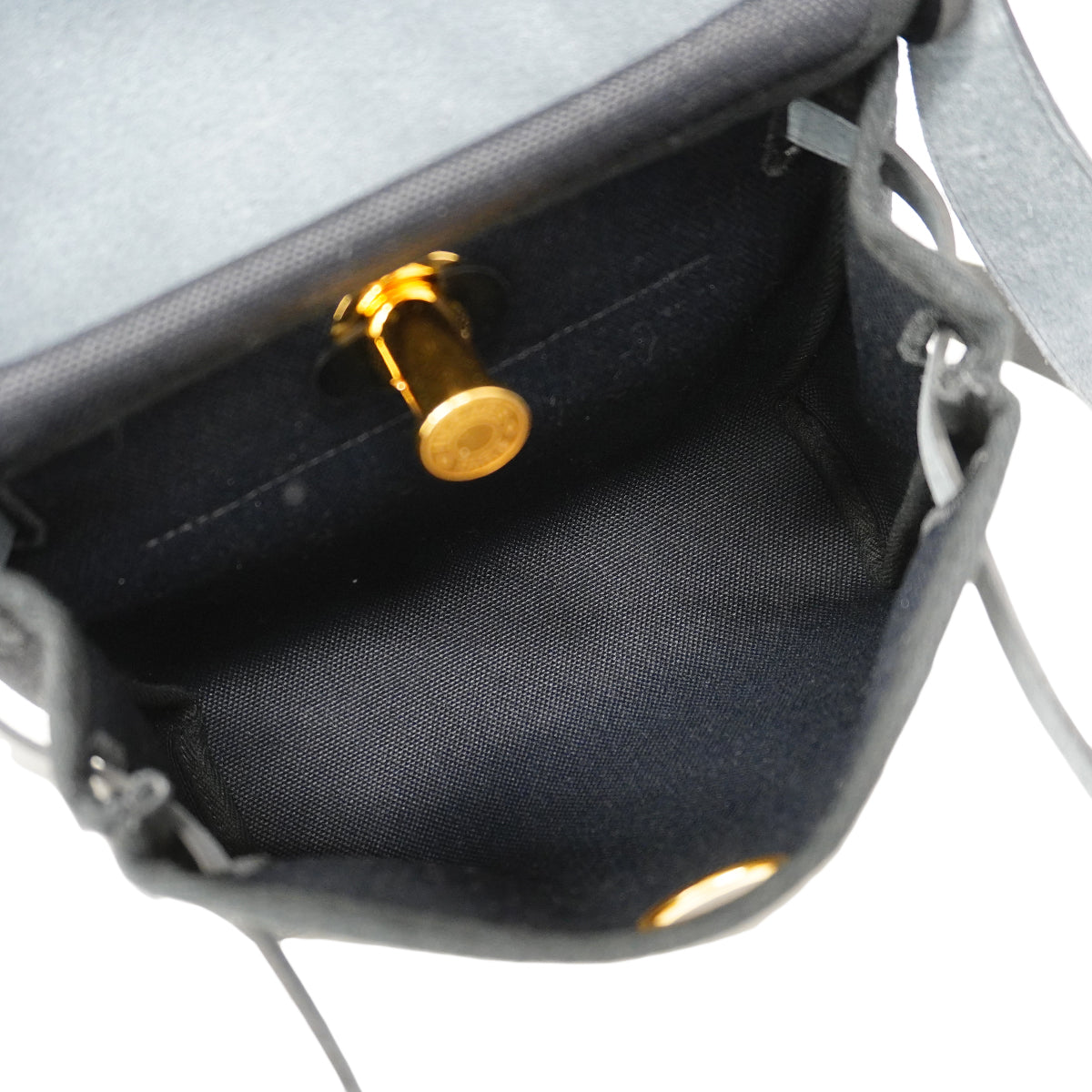 【6ga0003】エルメス ショルダーバッグ エールバッグジップミニ トワルオフィシエ ブラック ゴールド金具 K刻印【中古】レディース