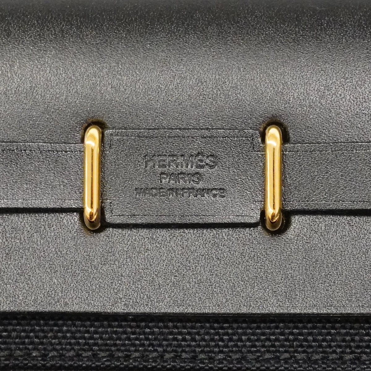 【6ga0003】エルメス ショルダーバッグ エールバッグジップミニ トワルオフィシエ ブラック ゴールド金具 K刻印【中古】レディース