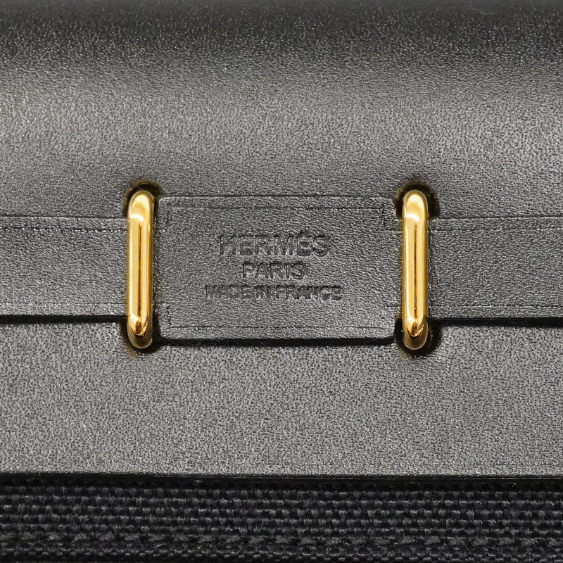 【6ga0003】エルメス ショルダーバッグ エールバッグジップミニ トワルオフィシエ ブラック ゴールド金具 K刻印【中古】レディース