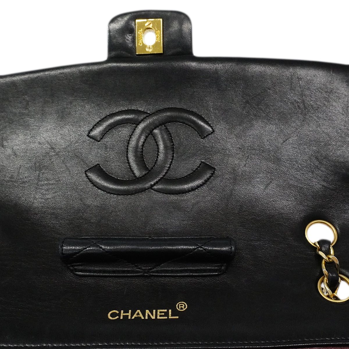 【6ga0005】シャネル ショルダーバッグ マトラッセ Wチェーン ラムスキン ブラック ゴールド金具【中古】レディース