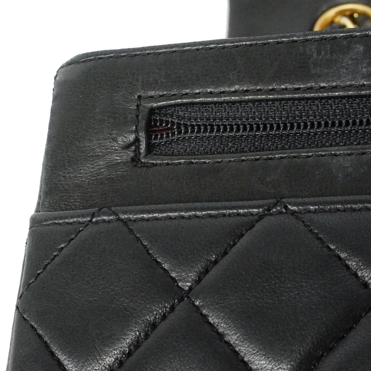 【6ga0005】シャネル ショルダーバッグ マトラッセ Wチェーン ラムスキン ブラック ゴールド金具【中古】レディース