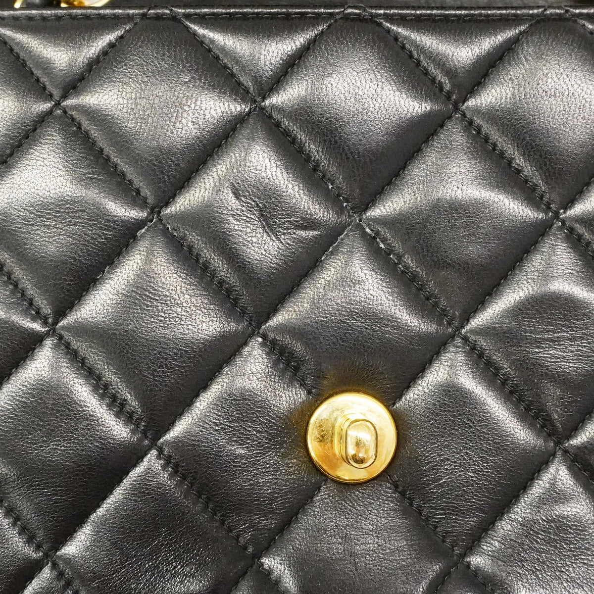 【6ga0007】シャネル ショルダーバッグ ダイアナ チェーンショルダー ラムスキン ブラック ゴールド金具【中古】レディース